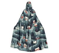 HJFCZH Cape à capuche imprimée village de Noël pour adulte pour diverses fêtes et carnaval