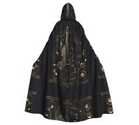 HJFCZH Cape à capuche noire avec impression de musique pentatonique pour adulte pour diverses fêtes et carnaval