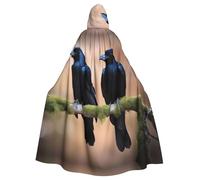 HJFCZH Cape à capuche pour adulte avec deux motifs corbeaux noirs pour diverses fêtes et carnaval