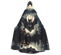 HJFCZH Cape à capuche pour adulte avec imprimé chauve-souris d'Halloween pour diverses fêtes et carnaval
