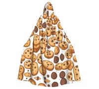 HJFCZH Cape à capuche pour adulte avec imprimé cookies et pépites de chocolat pour Halloween, jeux de rôle