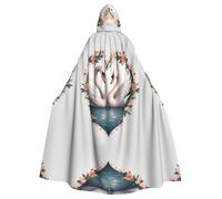 HJFCZH Cape à capuche pour adulte avec imprimé cœur cygne pour Halloween, jeu de rôle