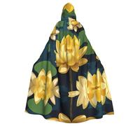 HJFCZH Cape à capuche pour adulte avec imprimé fleur de lotus jaune pour diverses fêtes et carnaval