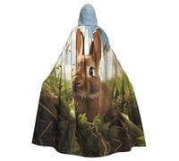 HJFCZH Cape à capuche pour adulte avec imprimé lapin sur herbe verte