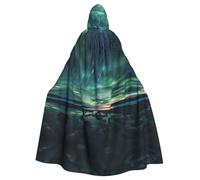 HJFCZH Cape à capuche pour adulte avec imprimé mer sous l'aurore boréale pour diverses fêtes et carnaval