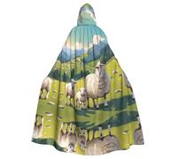HJFCZH Cape à capuche pour adulte avec imprimé moutons et agneaux pour Halloween, jeux de rôle