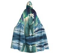 HJFCZH Cape à capuche pour adulte avec imprimé ours polaire aurore boréale pour diverses fêtes et carnaval