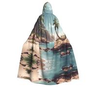 HJFCZH Cape à capuche pour adulte avec imprimé palmier et rivage rocheux pour Halloween assurant un entretien facile et une utilisation durable