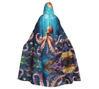 HJFCZH Cape à capuche pour adulte avec imprimé pieuvre sous-marine pour diverses fêtes et carnaval