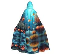 HJFCZH Cape à capuche pour adulte avec imprimé poisson corail sous l'eau pour diverses fêtes et carnaval