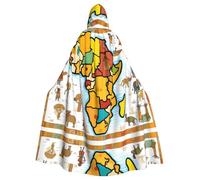 HJFCZH Cape à capuche pour adulte avec nœud papillon, motif carte africaine, motif ethnique, Halloween, sans fermeture éclair