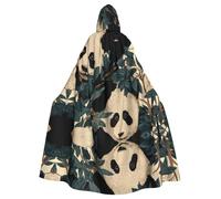 HJFCZH Cape à capuche pour adulte avec nœud papillon, motif deux grands pandas, sans fermeture éclair