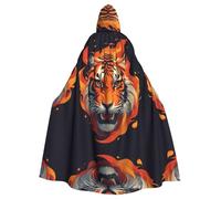 HJFCZH Cape à capuche pour adulte Imprimé tigre flamme Halloween Super Large