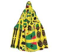 HJFCZH Cape à capuche pour adulte imprimée d'éléments jamaïcains pour Halloween, jeux de rôle