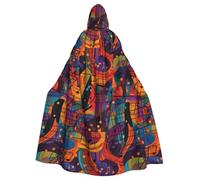 HJFCZH Cape à capuche pour adulte imprimée musique pentatonique colorée pour Halloween, jeu de rôle