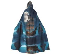 HJFCZH Cape à capuche pour adulte motif bateau pirate pleine lune pour diverses fêtes et carnaval