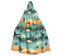 HJFCZH Cape à capuche pour adulte Motif canard Fly Upon River Imprimé Halloween Pour diverses fêtes et carnaval