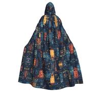 HJFCZH Cape à capuche pour adulte Motif ciel nocturne de la ville pour Halloween, jeu de rôle
