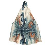 HJFCZH Cape à capuche pour adulte Motif hippocampe de mer pour Halloween, jeu de rôle