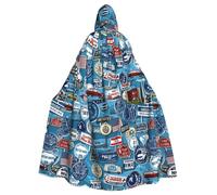 HJFCZH Cape à capuche pour adulte, motif panneau de signalisation routière américaine, pour Halloween, jeu de rôle