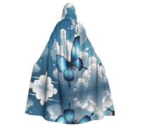 HJFCZH Cape à capuche pour adulte Motif papillons et nuages Bleu Taille XL