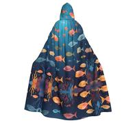 HJFCZH Cape à capuche pour adulte Motif poissons sous-marins Océan pour diverses fêtes et carnaval