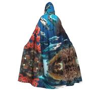 HJFCZH Cape à capuche pour adulte Motif requin sous-marin corail pour diverses fêtes et carnaval