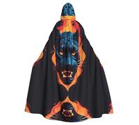 HJFCZH Cape à capuche pour adulte Motif tête de panthère en flammes pour diverses fêtes et carnaval