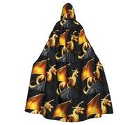 HJFCZH Cape à capuche volcanique Golden Dragon pour adulte à porter pendant Halloween, jeu de rôle