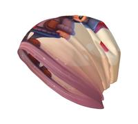 HJFCZH Cartoon Nain Couple Impression Adulte Chapeau Tricoté, Chapeau Haricot Décontracté, Chapeau élastique sans bord, Unisexe Noir