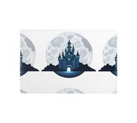 HJFCZH Castle on The Moon Lot de 6 sets de table pour table de salle à manger pour la maison et les banquets, faciles à nettoyer à température ambiante pour une utilisation durable