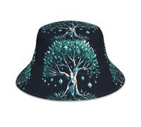 HJFCZH Chapeau bob réfléchissant imprimé arbre diamant pour homme et femme pliable et léger noir
