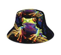 HJFCZH Chapeau bob réfléchissant imprimé grenouille arbre de paix pour homme et femme pour voyage, camping, activités de plein air, noir