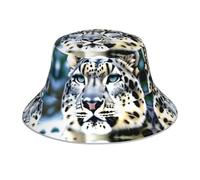 HJFCZH Chapeau bob réfléchissant imprimé léopard des neiges pour homme et femme pour voyage, camping, activités de plein air