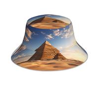 HJFCZH Chapeau bob réfléchissant Pyramide égyptienne dans le désert imprimés pour homme et femme pour voyage, camping, activités de plein air Noir