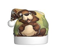 HJFCZH Chapeau de Noël avec imprimé castor coquin pour adulte, ce qui en fait un cadeau amusant et durable pour homme et femme