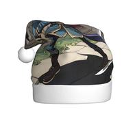 HJFCZH Chapeau de Noël imprimé chat portant une épée pour adulte, adapté pour Halloween, Noël et Nouvel An