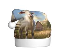 HJFCZH Chapeau de Noël imprimé chèvre de la ferme pour adulte, ce qui en fait un cadeau amusant et durable pour homme et femme