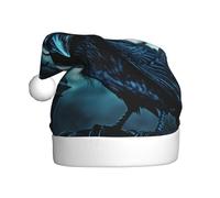 HJFCZH Chapeau de Noël imprimé corbeau bleu noir pour adulte, ce qui en fait un cadeau amusant et durable pour homme et femme