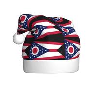 HJFCZH Chapeau de Noël imprimé drapeau de l'État de l'Ohio pour adulte, ce qui en fait un cadeau amusant et durable pour homme et femme