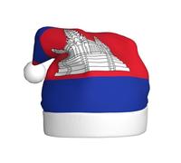 HJFCZH Chapeau de Noël imprimé drapeau du Cambodge pour adulte, ce qui en fait un cadeau amusant et durable pour homme et femme