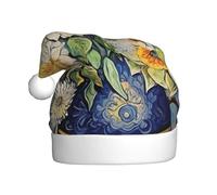 HJFCZH Chapeau de Noël imprimé fleurs huile sur toile pour adulte doux, léger et moelleux pour homme et femme
