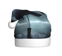 HJFCZH Chapeau de Noël imprimé parapluie noir sous la pluie pour adulte doux et léger