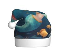 HJFCZH Chapeau de Noël imprimé sirène de dessin animé pour adulte, ce qui en fait un cadeau amusant et durable pour homme et femme