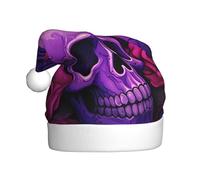HJFCZH Chapeau de Noël imprimé têtes de mort et roses violettes pour adulte doux et léger