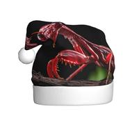 HJFCZH Chapeau de Noël rouge à motif de mantes religieuses pour adulte, ce qui en fait un cadeau amusant et durable pour homme et femme