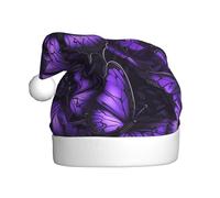 HJFCZH Chapeau de Noël violet et noir avec imprimé papillon pour adulte, ce qui en fait un cadeau amusant et durable pour homme et femme