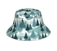 HJFCZH Chapeau de pêcheur motif montagne et pin pour homme et femme Noir