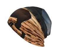 HJFCZH Chapeau tricoté mode adulte en tricot élan dans la prairie accessoire doux et confortable pour homme et femme noir