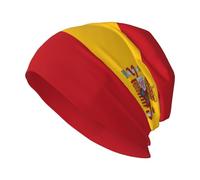 HJFCZH Chapeau tricoté pour adulte, imprimé drapeau espagnol, chapeau haricot décontracté, chapeau élastique sans bord, unisexe noir